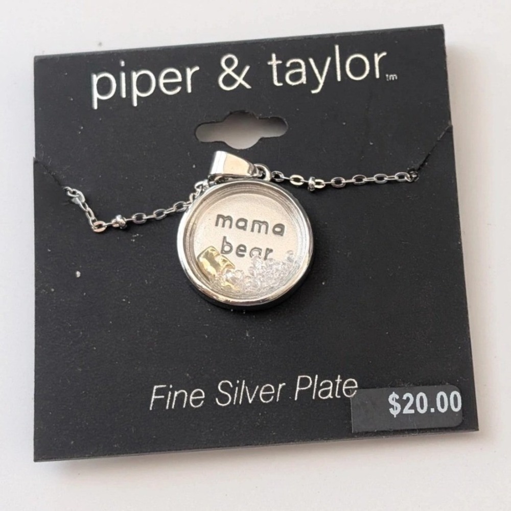 Piper & Taylor Mama Bear Shaker Necklace Fine Silver Plate BN2493TT